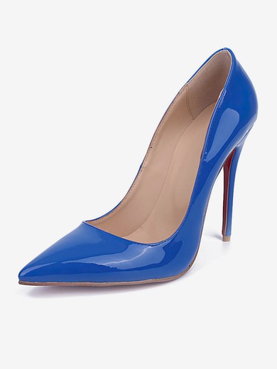 Women's Blue Patent Leather Stiletto Heel Pumps #UKM03030670