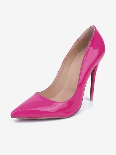 Women's Fuchsia Patent Leather Stiletto Heel Pumps #UKM03030671