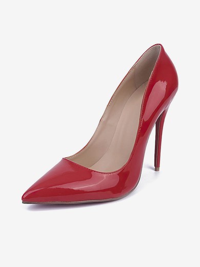 Women's Red Patent Leather Stiletto Heel Pumps #UKM03030672