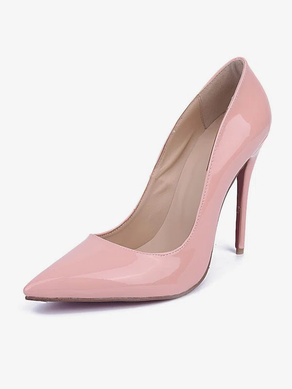 Women's Pale Pink Patent Leather Stiletto Heel Pumps #UKM03030673