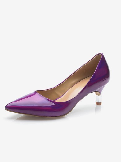 Women's Purple Patent Leather Kitten Heel Pumps #UKM03030693