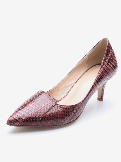 Women's Brown Patent Leather Stiletto Heel Pumps #UKM03030702