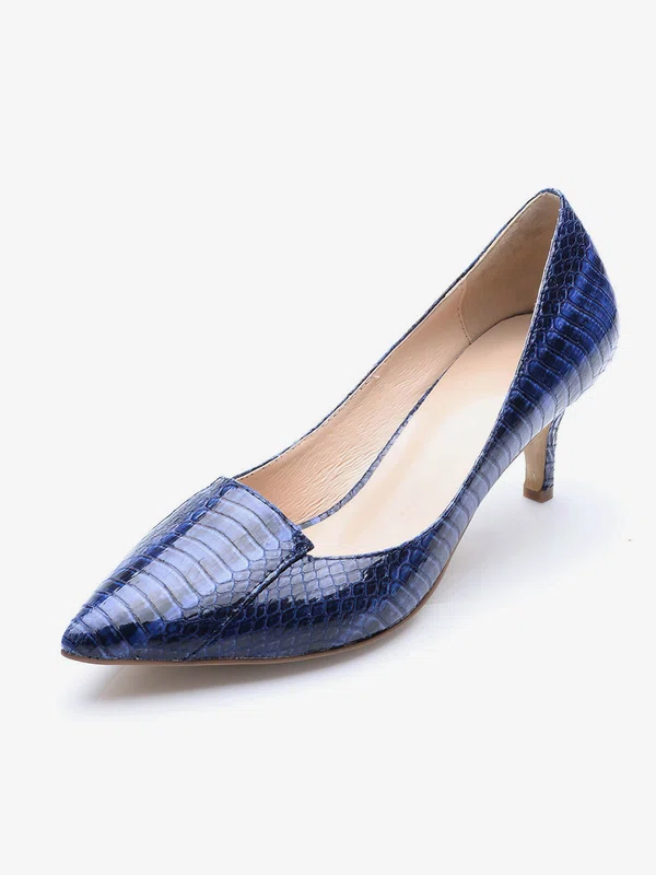 Women's Blue Patent Leather Stiletto Heel Pumps #UKM03030703