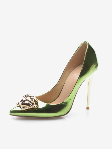 Women's Green Patent Leather Stiletto Heel Pumps #UKM03030705