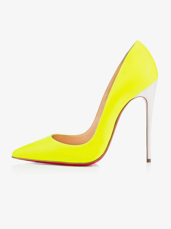 Women's Yellow Patent Leather Stiletto Heel Pumps #UKM03030716