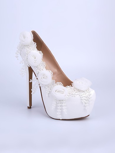 Women's White Patent Leather Stiletto Heel Pumps #UKM03030853