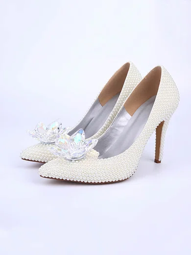 Women's White Patent Leather Stiletto Heel Pumps #UKM03030861