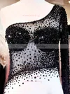 Trumpet/Mermaid One Shoulder Chiffon Tulle Court Train Crystal Detailing Prom Dresses #UKM02023552