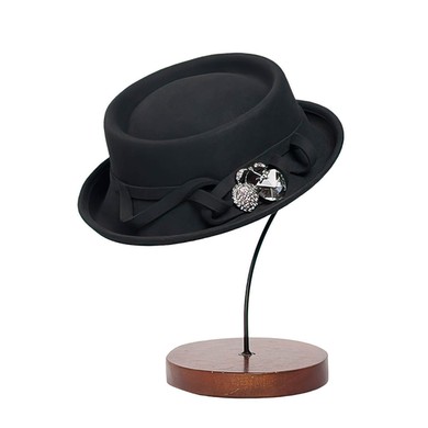 Black Wool Bowler/Cloche Hat #UKM03100008