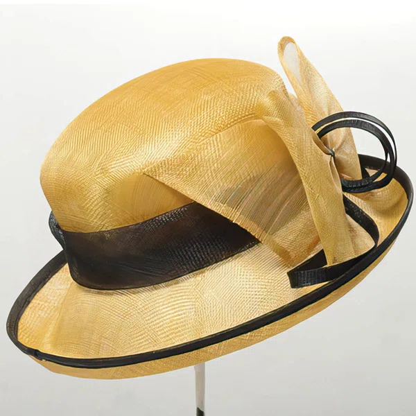 Yellow Cambric Bowler/Cloche Hat #UKM03100013