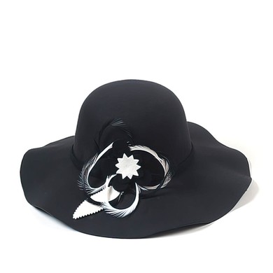 Black Wool Bowler/Cloche Hat #UKM03100031