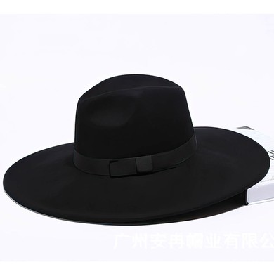 Black Wool Floppy Hat #UKM03100035