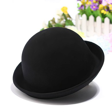 Black Wool Bowler/Cloche Hat #UKM03100045