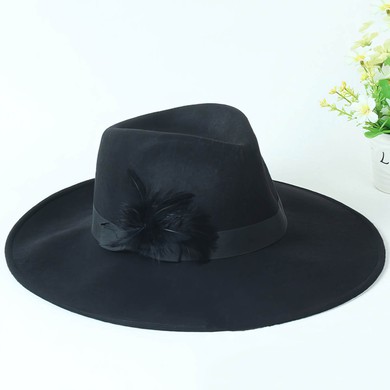 Black Wool Floppy Hat #UKM03100063
