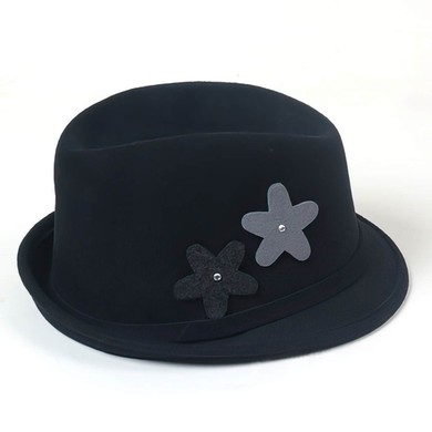 Black Wool Bowler/Cloche Hat #UKM03100065