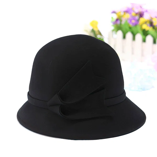 Black Wool Bowler/Cloche Hat #UKM03100071