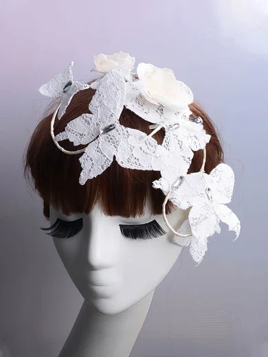 Ivory Lace Flowers & Feathers #UKM03020080