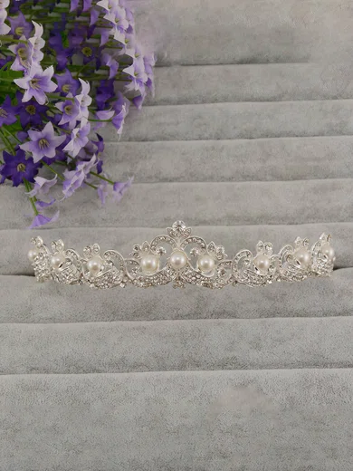 Silver Alloy Tiaras #UKM03020152
