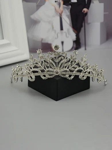 Silver Alloy Tiaras #UKM03020177