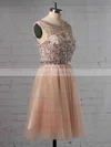 Pretty Scoop Neck Tulle Beading Short/Mini Prom Dress #UKM020101492