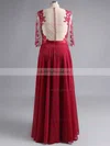A-line Scoop Neck Chiffon Floor-length Appliques Lace Prom Dresses #UKM020101864
