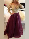 Ball Gown Illusion Organza Floor-length Beading Prom Dresses #UKM020101877