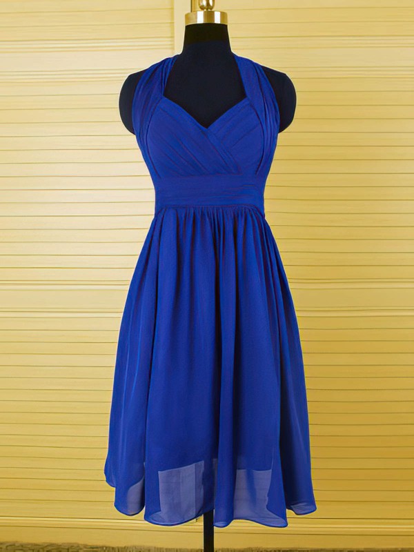 Royal blue knee shop length bridesmaid dresses