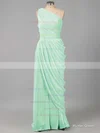 Sheath/Column Chiffon Ruched One Shoulder Casual Bridesmaid Dresses #UKM01012578