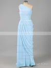 Sheath/Column Chiffon Ruched One Shoulder Casual Bridesmaid Dresses #UKM01012578