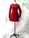 Scoop Neck Red Lace Short/Mini Long Sleeve Different Mother of the Bride Dress #UKM01021613