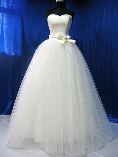 Ball Gown Sweetheart Tulle Floor-length Wedding Dresses With Bow #UKM00020783