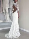 Trumpet/Mermaid Illusion Lace Sweep Train Wedding Dresses #UKM00021456
