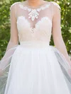 A-line Illusion Tulle Sweep Train Wedding Dresses With Appliques Lace #UKM00021482