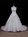 Ball Gown Sweetheart Tulle Chapel Train Wedding Dresses With Beading #UKM00021633