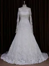 Trumpet/Mermaid Illusion Lace Sweep Train Wedding Dresses With Sequins #UKM00021634