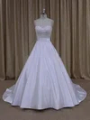 Ball Gown Sweetheart Satin Court Train Wedding Dresses With Beading #UKM00021686