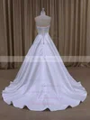 Ivory Sweetheart Satin with Beading Unique Court Train Wedding Dresses #UKM00021686