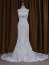 Trumpet/Mermaid Sweetheart Tulle Chapel Train Wedding Dresses With Appliques Lace #UKM00021687