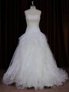 Ball Gown Straight Tulle Sweep Train Wedding Dresses With Beading #UKM00021766