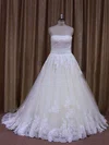 Ball Gown Straight Tulle Court Train Wedding Dresses With Appliques Lace #UKM00021856