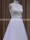 White Chapel Train Chiffon with Sashes/Ribbons Scoop Neck Wedding Dresses #UKM00021871