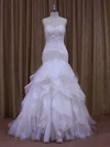Trumpet/Mermaid Sweetheart Tulle Sweep Train Wedding Dresses With Cascading Ruffles #UKM00021987