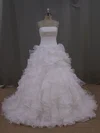Ball Gown Straight Organza Court Train Wedding Dresses With Tiered #UKM00021994