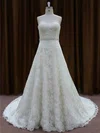 Ball Gown Sweetheart Lace Sweep Train Wedding Dresses With Beading #UKM00022002