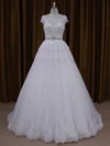 Ball Gown Illusion Tulle Sweep Train Wedding Dresses With Tiered #UKM00022025