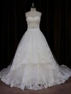 Ball Gown Sweetheart Tulle Court Train Wedding Dresses With Beading #UKM00022041