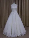 Ball Gown Sweetheart Tulle Floor-length Wedding Dresses With Appliques Lace #UKM00022045