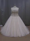 Sweetheart Tulle Crystal Detailing Court Train Fashion Champagne Wedding Dresses #UKM00022069