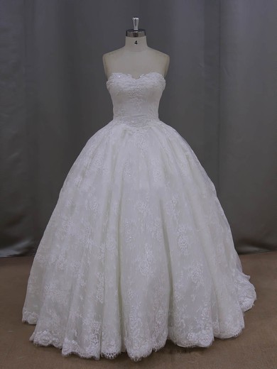 Ball Gown Ivory Lace Beading New Arrival Cathedral Train Wedding Dresses #UKM00022096