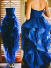A-line Strapless Tulle Asymmetrical Cascading Ruffles Prom Dresses #UKM020102052